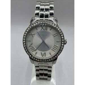 GUESS Women's U0329L1 Crystal-Accented Stainless Steel Watch- New Battery